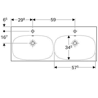 Будкрам купити Geberit Acanto Умивальник подвійний 120 см, з двома отворами, з переливом, з системою швидкого монтажу, білий Geberit Acanto Умивальник подвійний 120 см, з двома отворами, з переливом, з системою швидкого монтажу, білий 3