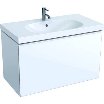 Будкрам купити Acanto Тумба під умивальник 90 см, з 1 висув.ящиком та з 1 висув.внутр.ящиком, корпус: лакований ультраглянець/білий, фасад: біле скло