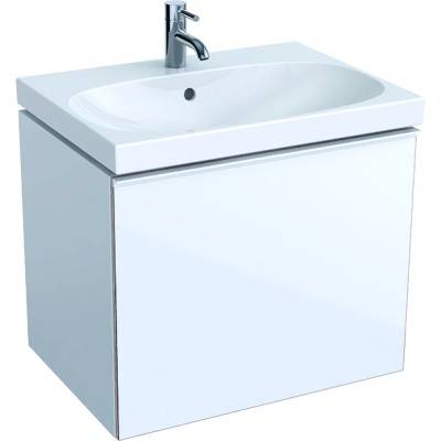 Будкрам купить Acanto Тумба под умывальник 65 см, с 1 висув.ящиком и с 1 висув.внутр.ящиком, корпус: лакированный ультраглянець/белый, фасад: белое стекло