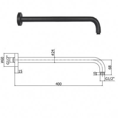 Будкрам купить SYNCRO Держатель верхнего душа, 400 мм, черн. мат