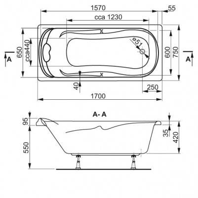 Будкрам купити VPBA170CHA2X-04/VPBA175CHA2X-01 Charitka Ванна 170x75+VPSET001 ніжки, яскраво біла VPBA170CHA2X-04/VPBA175CHA2X-01 Charitka Ванна 170x75+VPSET001 ніжки, яскраво біла 3