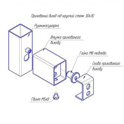 Будкрам купити Комплект прихованого підключення мереж.дроту 30х40 для прямокутного стояка d30мм, хром