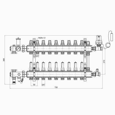 Будкрам купити Колекторна група Icma 3/4" 9 виходів, з витратоміром №A2K013 Колекторна група Icma 3/4" 9 виходів, з витратоміром №A2K013 4