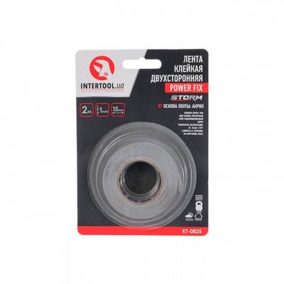 Будкрам купити Стрічка клейка двостороння POWER FIX 15мм*2м*1мм, прозора, акрил, Storm Стрічка клейка двостороння POWER FIX 15мм*2м*1мм, прозора, акрил, Storm 4