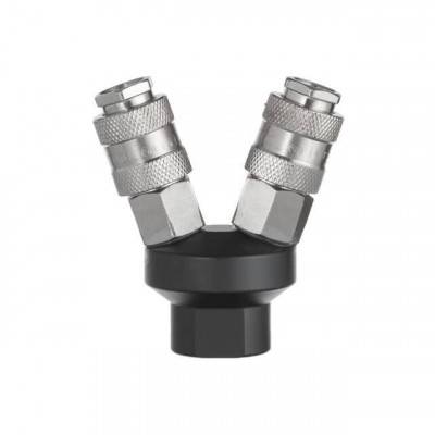 Будкрам купити Розгалужувач повітря 1/4" на 2 виходи, V-подібний, з швидкороз'ємними з'єднаннями, 10 bar Розгалужувач повітря 1/4" на 2 виходи, V-подібний, з швидкороз'ємними з'єднаннями, 10 bar 2