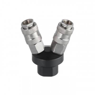 Будкрам купити Розгалужувач повітря 1/4" на 2 виходи, V-подібний, з швидкороз'ємними з'єднаннями, 10 bar