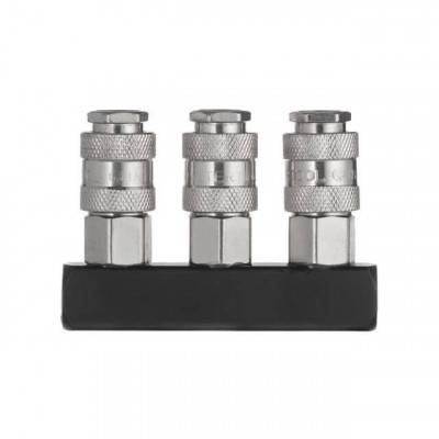 Будкрам купити Розгалужувач повітря 1/4" на 3 виходи, прямий, з швидкороз'ємними з'єднаннями, 10 bar Розгалужувач повітря 1/4" на 3 виходи, прямий, з швидкороз'ємними з'єднаннями, 10 bar 3