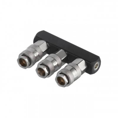 Будкрам купити Розгалужувач повітря 1/4" на 3 виходи, прямий, з швидкороз'ємними з'єднаннями, 10 bar