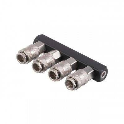 Будкрам купити Розгалужувач повітря 1/4" на 4 виходи, прямий, з швидкороз'ємними з'єднаннями, 10 bar