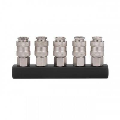 Будкрам купити Розгалужувач повітря 1/4" на 5 виходів, прямий, з швидкороз'ємними з'єднаннями, 10bar Розгалужувач повітря 1/4" на 5 виходів, прямий, з швидкороз'ємними з'єднаннями, 10bar 3