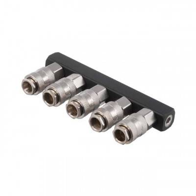 Будкрам купити Розгалужувач повітря 1/4" на 5 виходів, прямий, з швидкороз'ємними з'єднаннями, 10bar