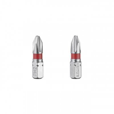 Будкрам купити Комплект викруткових насадок PH2 1/4"*25мм, S2, уп. 2шт., STORM Комплект викруткових насадок PH2 1/4"*25мм, S2, уп. 2шт., STORM 3
