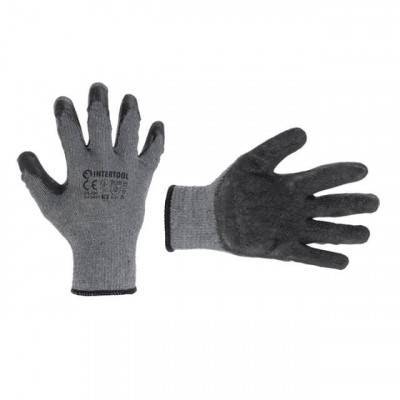 Будкрам купити Рукавичка трикотажна, бавовняна, сіра, покрита чорним спіненим латексом, 10"