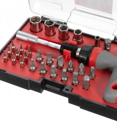 Будкрам купить Отвертка Т-образная с храповым механизмом и комплектом насадок 29 ед. Отвертка Т-образная с храповым механизмом и комплектом насадок 29 ед. 6