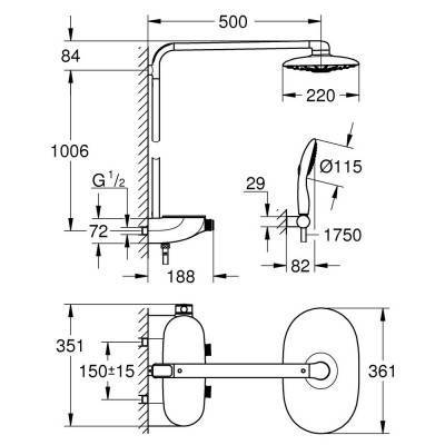 Будкрам купить Душевая система Grohe Rainshower SmartControl 26250000 Душевая система Grohe Rainshower SmartControl 26250000 4