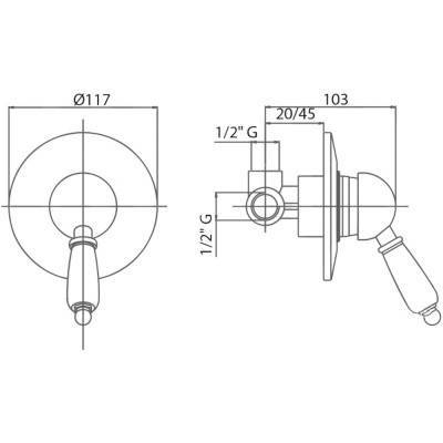 Будкрам купить Смеситель скрытого монтажа для душа Bianchi Retro INDRTR2007ORO Смеситель скрытого монтажа для душа Bianchi Retro INDRTR2007ORO 4
