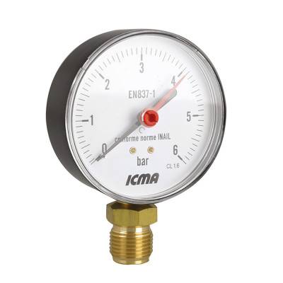 Будкрам купити Манометр Icma 1/2" 0-6 бар, нижнє підключення №255