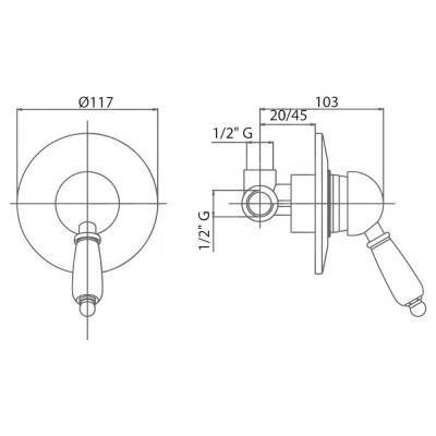 Будкрам купить Смеситель скрытого монтажа для душа Bianchi Vintage INDVNT2007ORO Смеситель скрытого монтажа для душа Bianchi Vintage INDVNT2007ORO 4