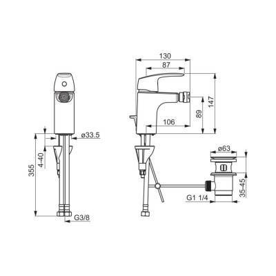 Будкрам купить Смеситель для биде Oras Safira 1018F с донным клапаном Смеситель для биде Oras Safira 1018F с донным клапаном 4