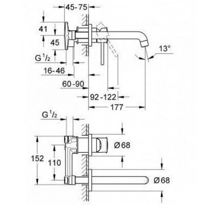 Будкрам купити Змішувач для раковини прихованого монтажу Grohe BauClassic 20292000 Змішувач для раковини прихованого монтажу Grohe BauClassic 20292000 4
