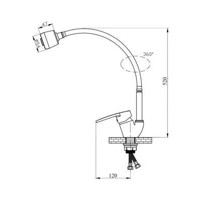 Будкрам купить Смеситель для кухни с рефлекторным изливом SW G-Ferro Mars 008F-1 Смеситель для кухни с рефлекторным изливом SW G-Ferro Mars 008F-1 4