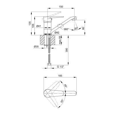 Будкрам купити Змішувач для кухні Lidz (CRM) 14 34 002M 150 мм Змішувач для кухні Lidz (CRM) 14 34 002M 150 мм 4