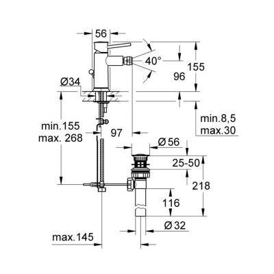 Будкрам купити Змішувач для біде Grohe BauClassic 32864000 з донним клапаном Змішувач для біде Grohe BauClassic 32864000 з донним клапаном 4