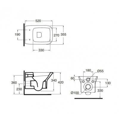 Будкрам купити Унітаз підвісний Azzurra Prua PRU100EB1SOSK безободковий Унітаз підвісний Azzurra Prua PRU100EB1SOSK безободковий 4