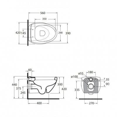 Будкрам купить Унитаз подвесной Azzurra Clas+ CLP100B1SOSK Унитаз подвесной Azzurra Clas+ CLP100B1SOSK 4