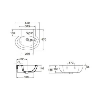 Будкрам купити Раковина Azzurra Comoda COM55B1S Shiny white Раковина Azzurra Comoda COM55B1S Shiny white 4