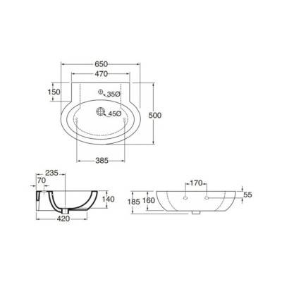 Будкрам купити Раковина Azzurra Comoda COM65B1S Shiny white Раковина Azzurra Comoda COM65B1S Shiny white 4