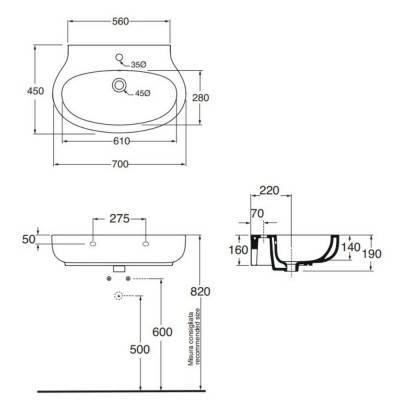 Будкрам купить Раковина Azzurra Vera VER70B1SOSP Shiny white Раковина Azzurra Vera VER70B1SOSP Shiny white 4
