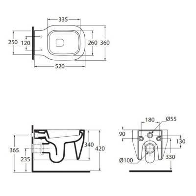 Будкрам купити Унітаз підвісний Azzurra Glaze GLZ100B1SOSK Унітаз підвісний Azzurra Glaze GLZ100B1SOSK 4