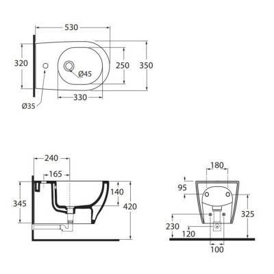 Будкрам купити Біде підвісне Azzurra Pratica PRA500B1SOSP Біде підвісне Azzurra Pratica PRA500B1SOSP 4