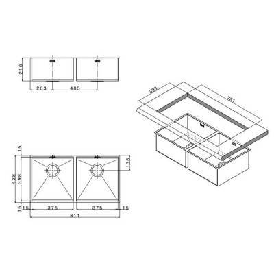 Будкрам купить Кухонная мойка Apell Ferrara Zero FEQ3838USC Satin Кухонная мойка Apell Ferrara Zero FEQ3838USC Satin 4