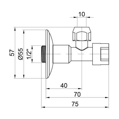 Будкрам купить Кран приборный буксовый Icma 10х1/2" угловой №520 Кран приборный буксовый Icma 10х1/2" угловой №520 4