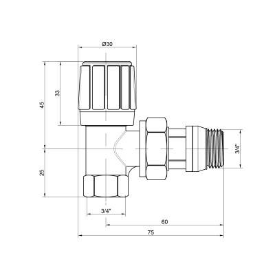 Будкрам купити Кран радіаторний Icma 3/4" з антипротечкою кутовий №951 Кран радіаторний Icma 3/4" з антипротечкою кутовий №951 3