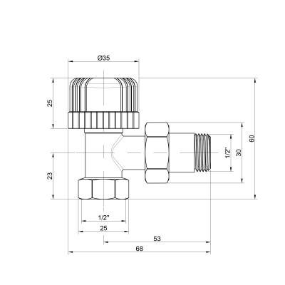 Будкрам купить Кран радиаторный Icma 1/2" 28х1,5 угловой №774 Кран радиаторный Icma 1/2" 28х1,5 угловой №774 4