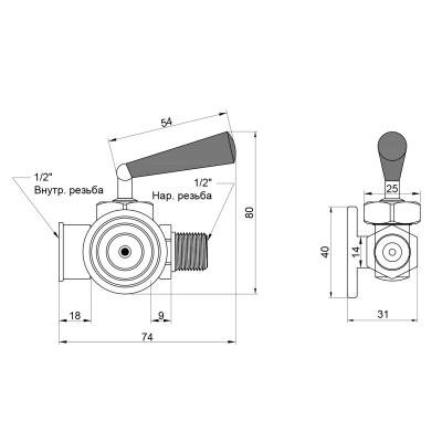 Будкрам купити Кран триходи Icma 1/2" ВН під манометр №159 Кран триходи Icma 1/2" ВН під манометр №159 3