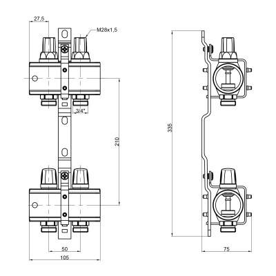 Будкрам купити Колектор Icma 1" 2 виходи, без витратоміра №K005 Колектор Icma 1" 2 виходи, без витратоміра №K005 4