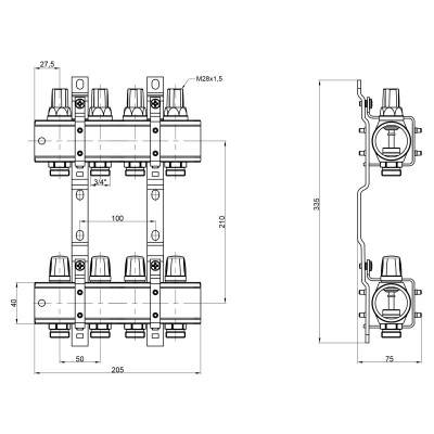 Будкрам купити Колектор Icma 1" 4 виходи, без витратоміра №K005 Колектор Icma 1" 4 виходи, без витратоміра №K005 4