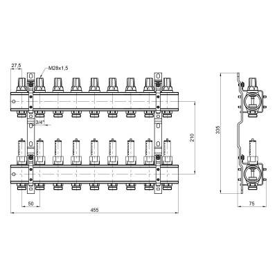 Будкрам купити Колектор Icma 1" 9 виходів, з витратомірами №K013 Колектор Icma 1" 9 виходів, з витратомірами №K013 4