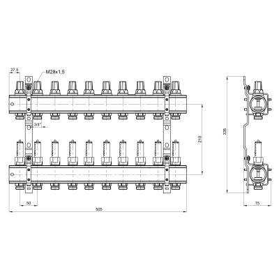 Будкрам купити Колектор Icma 1" 10 виходів, з витратомірами №K013 Колектор Icma 1" 10 виходів, з витратомірами №K013 4