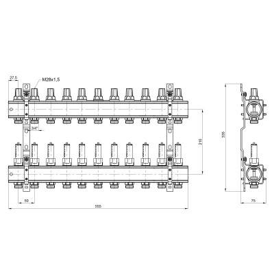Будкрам купити Колектор Icma 1" 11 виходів, з витратомірами №K013 Колектор Icma 1" 11 виходів, з витратомірами №K013 4
