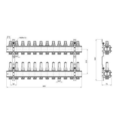 Будкрам купити Колектор Icma 1" 12 виходів, з витратомірами №K013 Колектор Icma 1" 12 виходів, з витратомірами №K013 4