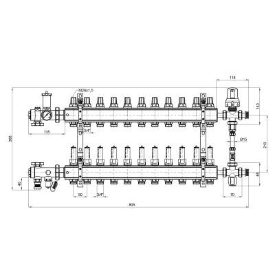 Будкрам купити Колекторна група Icma 1" 11 виходів, з витратоміром №K0111 Колекторна група Icma 1" 11 виходів, з витратоміром №K0111 4