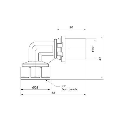 Будкрам купити Кутник прес Icma 16х1/2" ВР посилений №405 Кутник прес Icma 16х1/2" ВР посилений №405 3