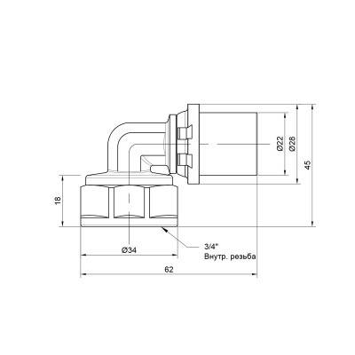 Будкрам купити Кутник прес Icma 20х3/4" ВР №405 Кутник прес Icma 20х3/4" ВР №405 3