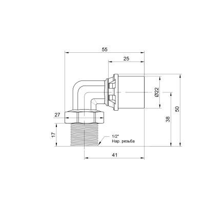 Будкрам купити Кутник прес Icma 20х1/2" НР №404 Кутник прес Icma 20х1/2" НР №404 3