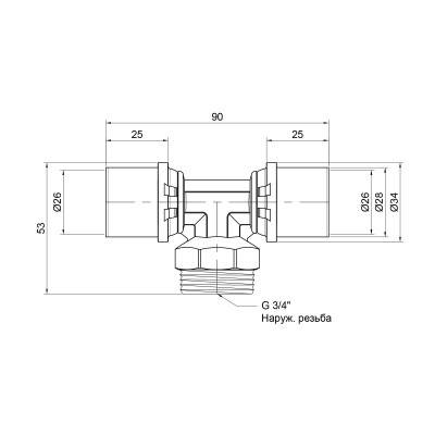 Будкрам купити Трійник прес Icma 26х3/4"х26 НР №407 Трійник прес Icma 26х3/4"х26 НР №407 3